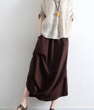 Summer Women Linen Skirts With Elastic Waist AMT96216