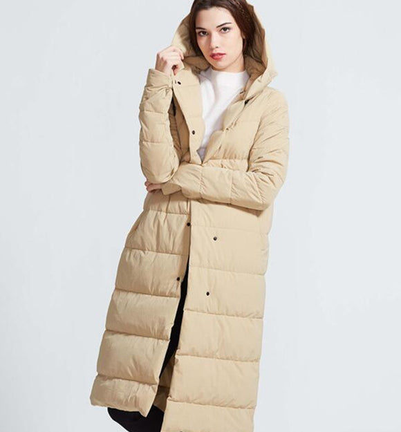 Hooded Women Winter Thick 90% Duck Down Jackets Warm Down Coat Any Size