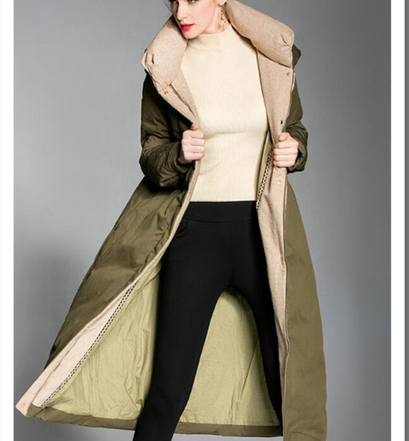 Long Women Down Coat Hooded Winter Loose 90% Duck Down Jackets
