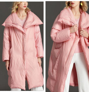 Pink women Winter 90% Duck Down Jackets Large Collar Women Down Coat Plus Size