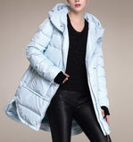 Hooded Loose Women Down Coat Winter 90% Duck Down Jackets With Large Pockets
