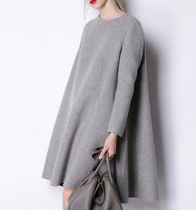 Back Buttons Dress Women Winter Black Long Women Wool Coat Jacket SimpleLinenLife Back Buttons Dress Women Winter Black Long Women Wool Coat Jacket SimpleLinenLife