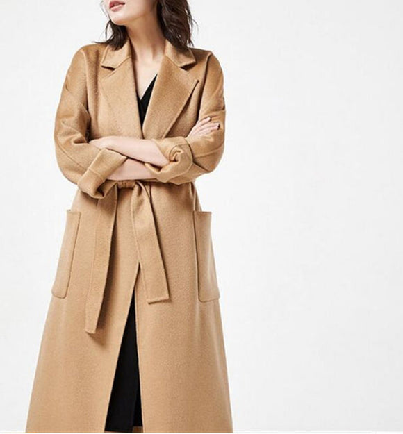 Women Long Wool Coat Double Face Wool coat