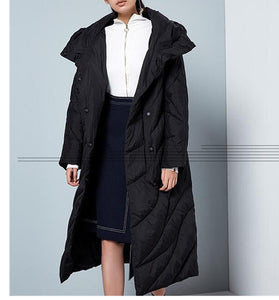 Casual Long Hooded Women Winter Thick 90% Duck Down Jackets Warm Down Coat