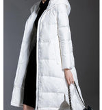 Women Down Coat ,Winter Loose 90% Hooded Duck Down Jackets, Long Warm Puffer Coat Any Size