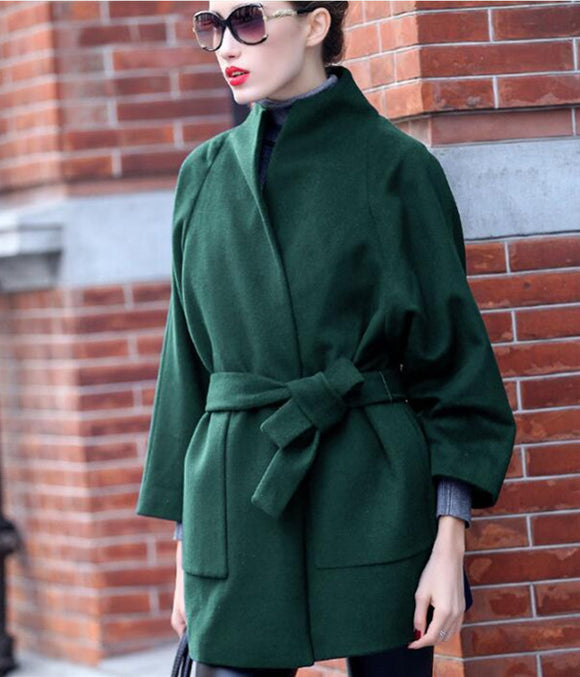 Winter Women Wool Cloak Waist Belt Wool Coat Jacket Buttons 36221 –  SimpleLinenLife