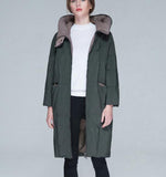 Army Green Winter Loose Duck Down Jackets Hooded Warm Women Long Down Coat