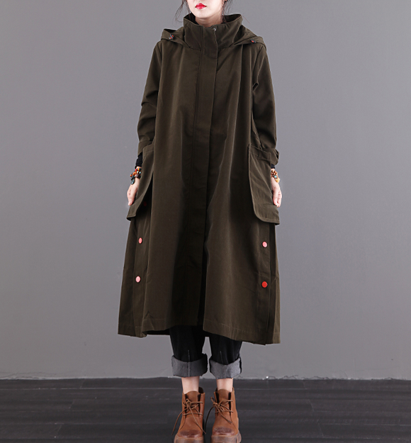 Autumn A-line Long Women Casual Hooded Parka Plus Size Coat Jacket JT201002