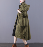 A-line Long Women Casual Hooded Parka Plus Size Coat Jacket JT200943