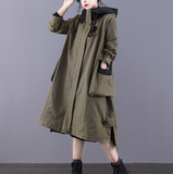 A-line Long Women Casual Hooded Parka Plus Size Coat Jacket JT200945