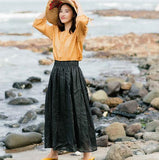 Black-Women's-Skirts-Summer-Linen-Skirt-Elastic-Waist (1)
