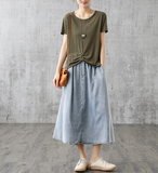 Casual Cotton linen loose fitting Women's Skirts tops