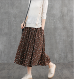 Floral Casual Cotton linen loose fitting Women's Skirts