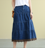 Denim Casual Cotton loose fitting Women's Skirts 