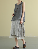 lace Casual Cotton Linen loose fitting Women's Skirts