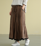Plaid Casual Linen loose fitting Women's Skirts