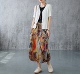 Printed Casual Cotton Linen loose fitting Women's Skirts