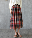 Plaid Casual Cotton linen loose fitting Women's Skirts  DZA2005264