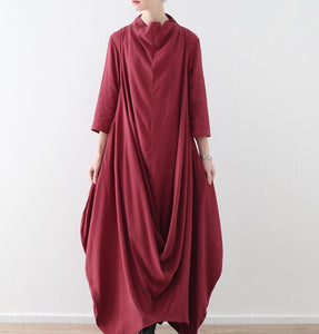 Drape Spring Cotton Linen Loose Long Dresses Plus Size AMT962328 SimpleLinenLife Drape Spring Cotton Linen Loose Long Dresses Plus Size AMT962328 SimpleLinenLife