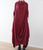 Drape Spring Cotton Linen Loose Long Dresses Plus Size AMT962328