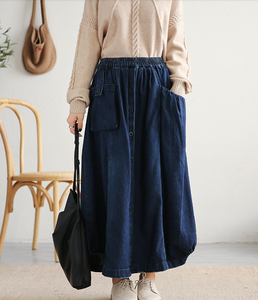 Denim Casual Cotton loose fitting Women's Skirts