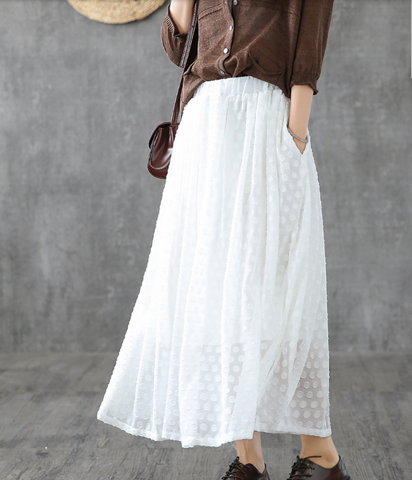Double layer Casual Cotton Linen  loose fitting Women's Skirts
