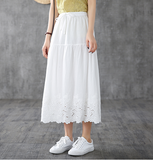 Lace Casual Cotton Linen  loose fitting Women's Skirts 