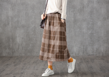 Plaid Casual Cotton loose fitting Women's Skirts