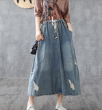 Denim Casual loose fitting Women's Skirts