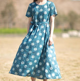 Floral-Print-100%-linen-women-Dresses-O-neck-summer-spring-women-dresses-waist-belt (13)