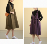 Sleeveless Women Dresses Casual Linen Cotton Women Dresses Loose Style DZA08251