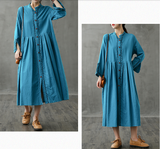 Long Sleeve Autumn Linen Women Dresses DZA208235