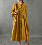 Long Sleeve Autumn Linen Women Dresses DZA208235