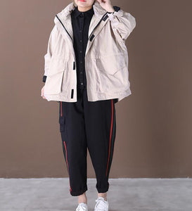 Hooded Loose Short Hooded Casual Coat A line Parka Plus Size Coat Jacket