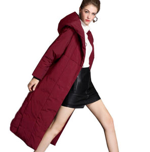 Long Women Puffer Down Coat Hooded Winter 90% Duck Down Jackets ALI21