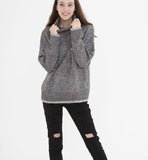 High Collar Short loose Style Women Tops Woolen Knit Sweater