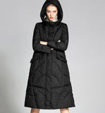 Long Loose Women Down Puffer Coat Hooded Winter Loose 90% Duck Down Jackets 5501
