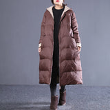 Loose-large-size-hooded-zip-down-jacket-coat