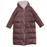 Loose-large-size-hooded-zip-down-jacket-coat