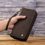 Men's Wallet Leather Purse Long Style Leather Hand Bag Cowhide Wallet Coin Purse Holder For Gift