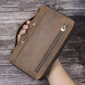 Men's Wallet Leather Purse Leather Hand Bag Cowhide Storage bag Holder For Gift