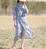 Print-Floral-100%-linen-women-Dresses-V-neck-summer-spring-women-dresses-waist-belt (10)