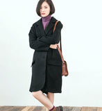 Loose Style Long Sleeve Pocket Women Coat