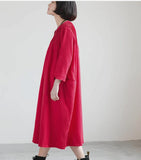 red linen women dresses