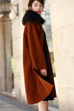 Wool Fur Collar Long Wool Coat Double Face Cashmere Coat