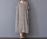 women stripe linen dresses