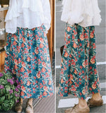 print flower women linen skirts
