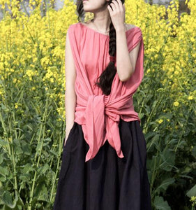 women-summer-silk-cotton-tops-asymmetric-pink-blouse 