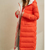 Contrast Color Long Women Winter Loose Plus size Side Pockets Down Jacket Women Down Coats