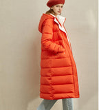 Contrast Color Long Women Winter Loose Plus size Side Pockets Down Jacket Women Down Coats